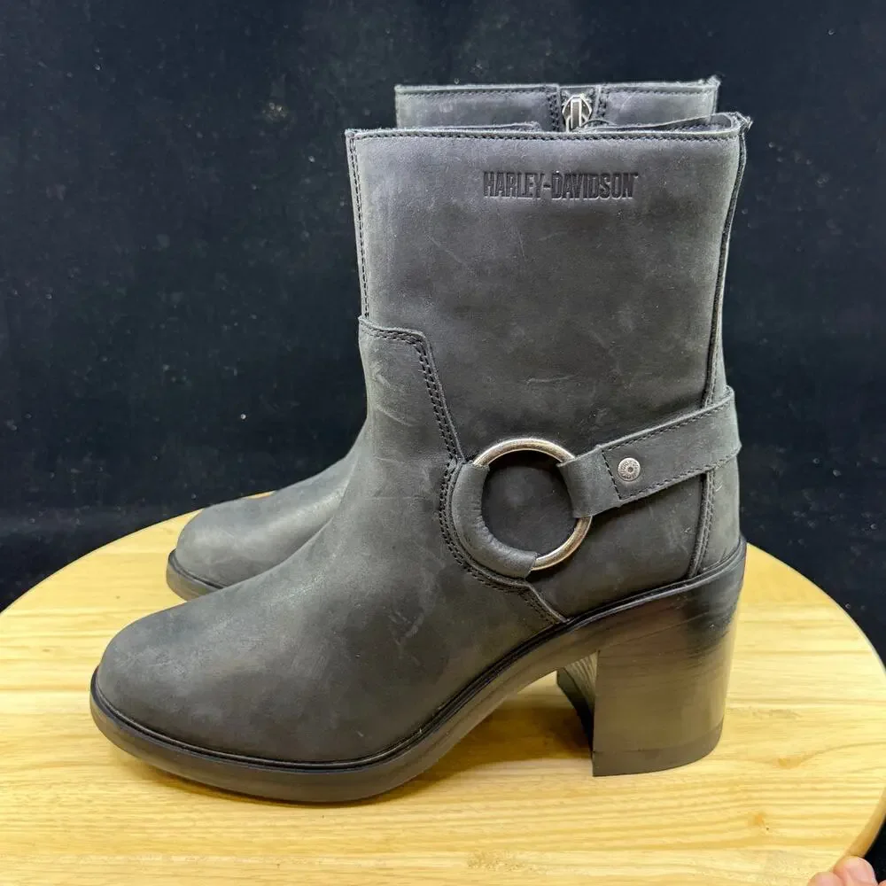 Harley-Davidson Lavina Black 6-Inch Fashion Riding Boots D65004 - Size 8M